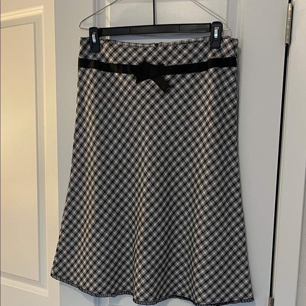 Miss Me Black and White Plaid A-Line Skirt with Bow Waist